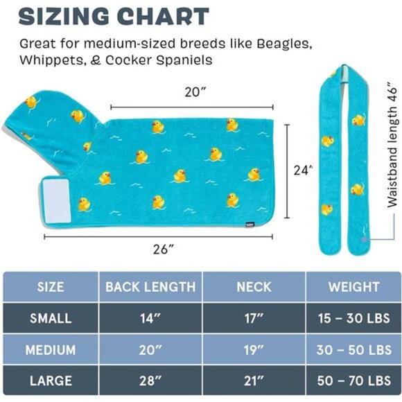 Dog Bathrobe Towel Lightweight, Fast Drying Bathrobe for Dogs - Picture 7 of 7